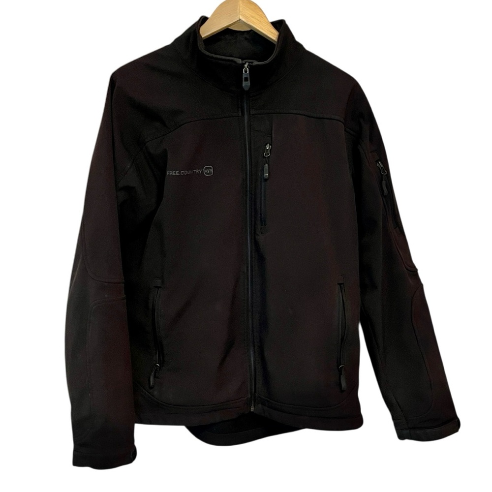 FREE COUNTRY Men's Dark Brown Softshell Zipper Front Jacket Size Medium